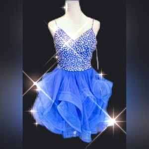 NWT Party/Homecoming/Prom Blue Short Tulle Dress Corset Back & Spaghetti Straps